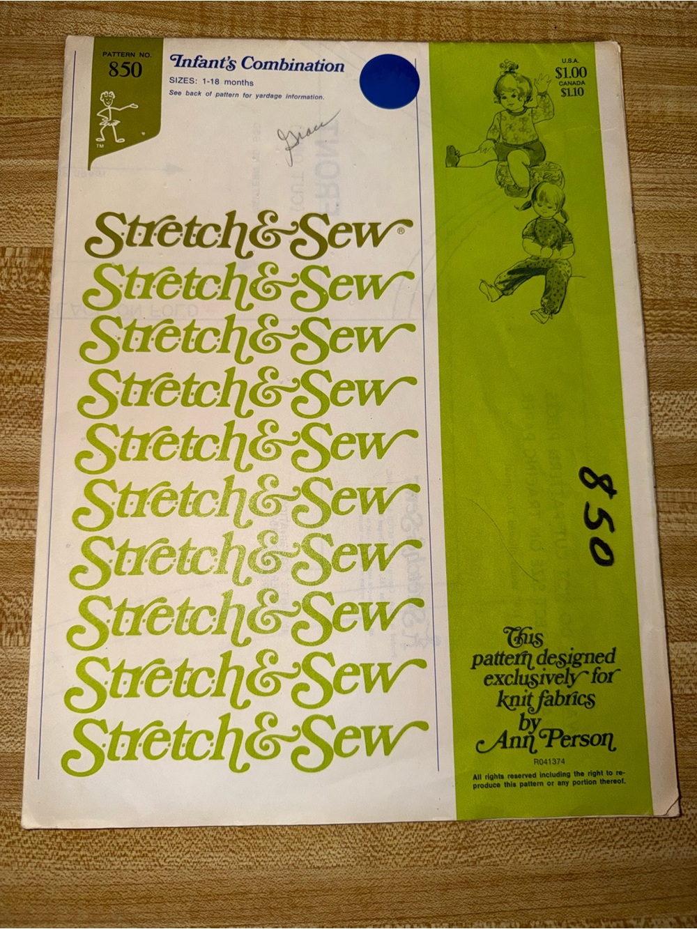 1974 Stretch & Sew‎ Infant Combination Sewing Pattern - crafts kids #850